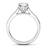 Denver engagement ring in white gold or platinum, side view showing the four claw centre setting.