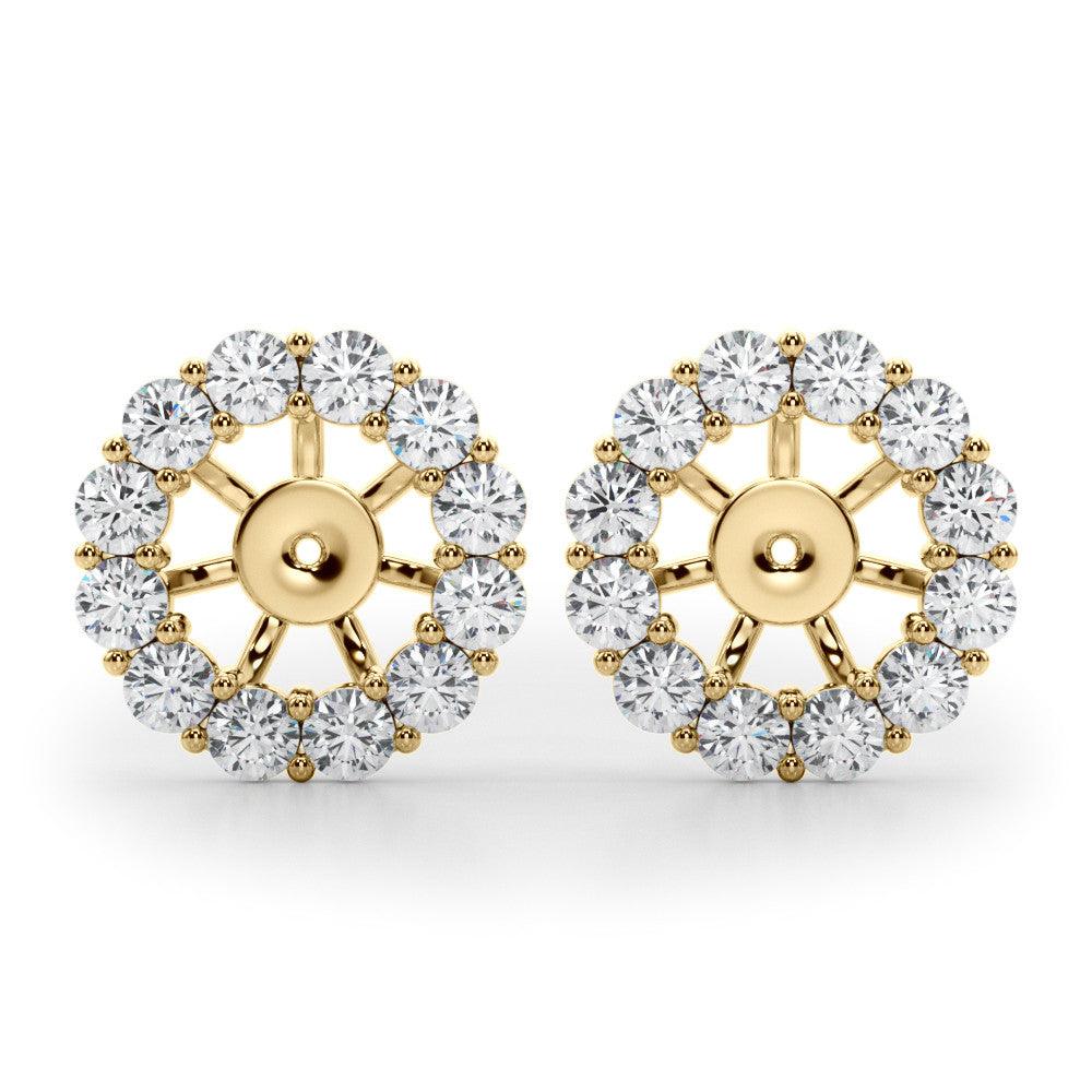 Diamond halo jacket in gold for diamond ear studs - yellow gold — view 4