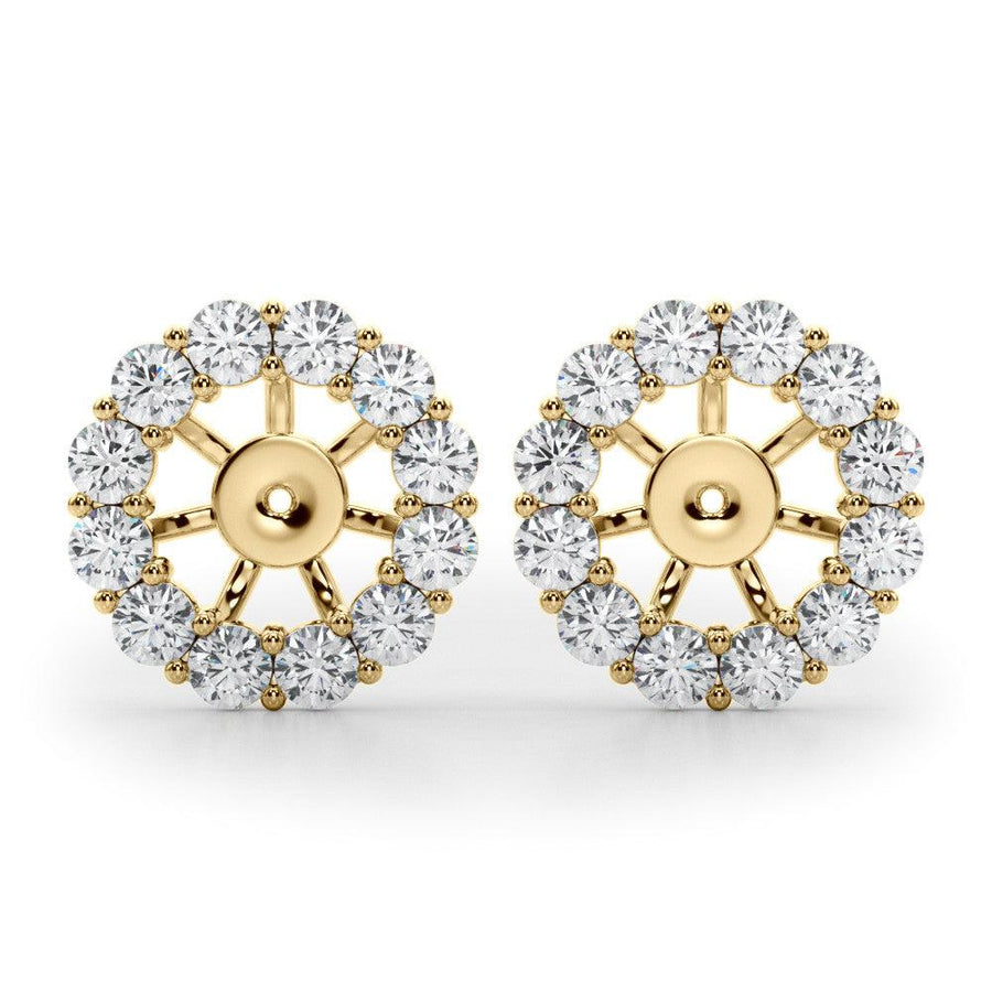 Diamond halo jacket in gold for diamond ear studs - yellow gold