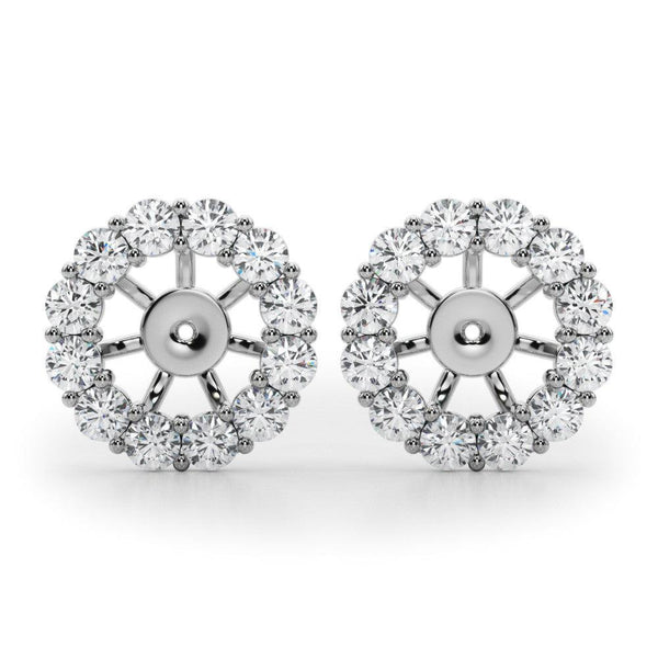 Diamond halo jacket for diamond ear studs - white gold