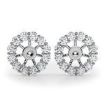 Diamond halo jacket for diamond ear studs - white gold