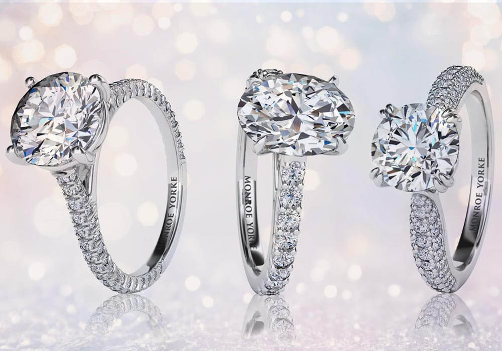 View our entire collection of diamond engagement rings. Monroe Yorke Diamonds offer all styles of rings, all shapes and sizes of diamonds and all metal types. 