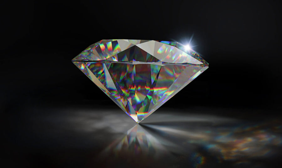 Diamond demonstrating fire — dispersion of white light into spectral colours
