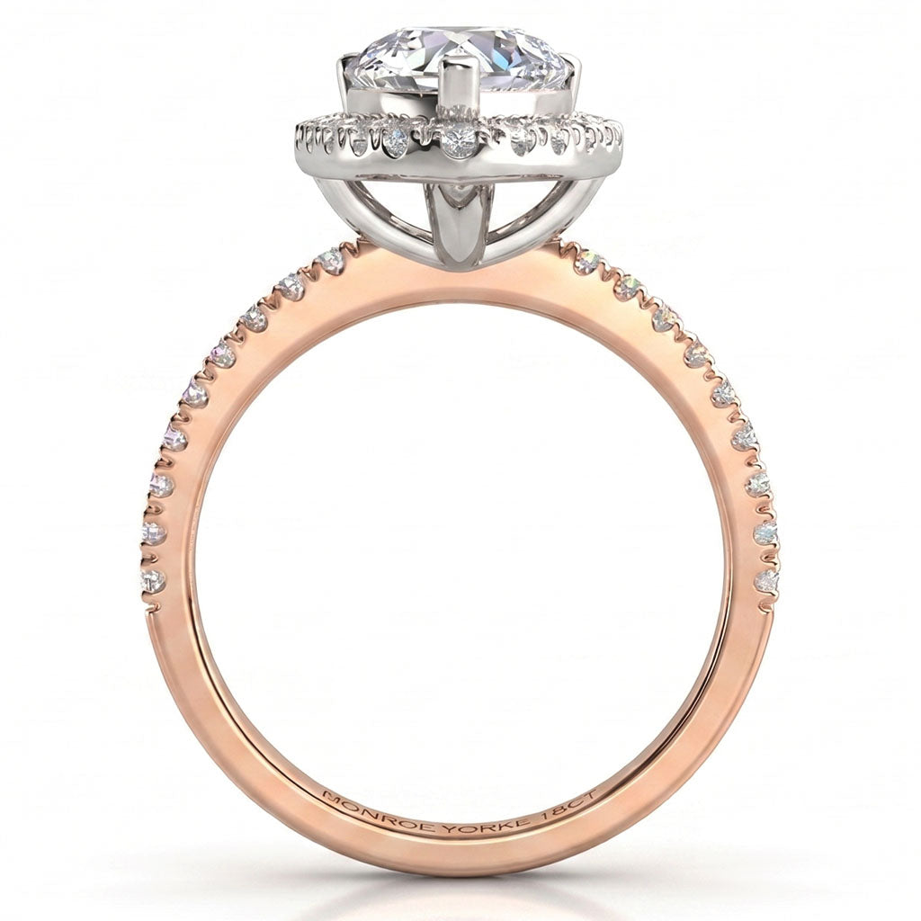 Dune in rose gold, profile view of the diamond set band