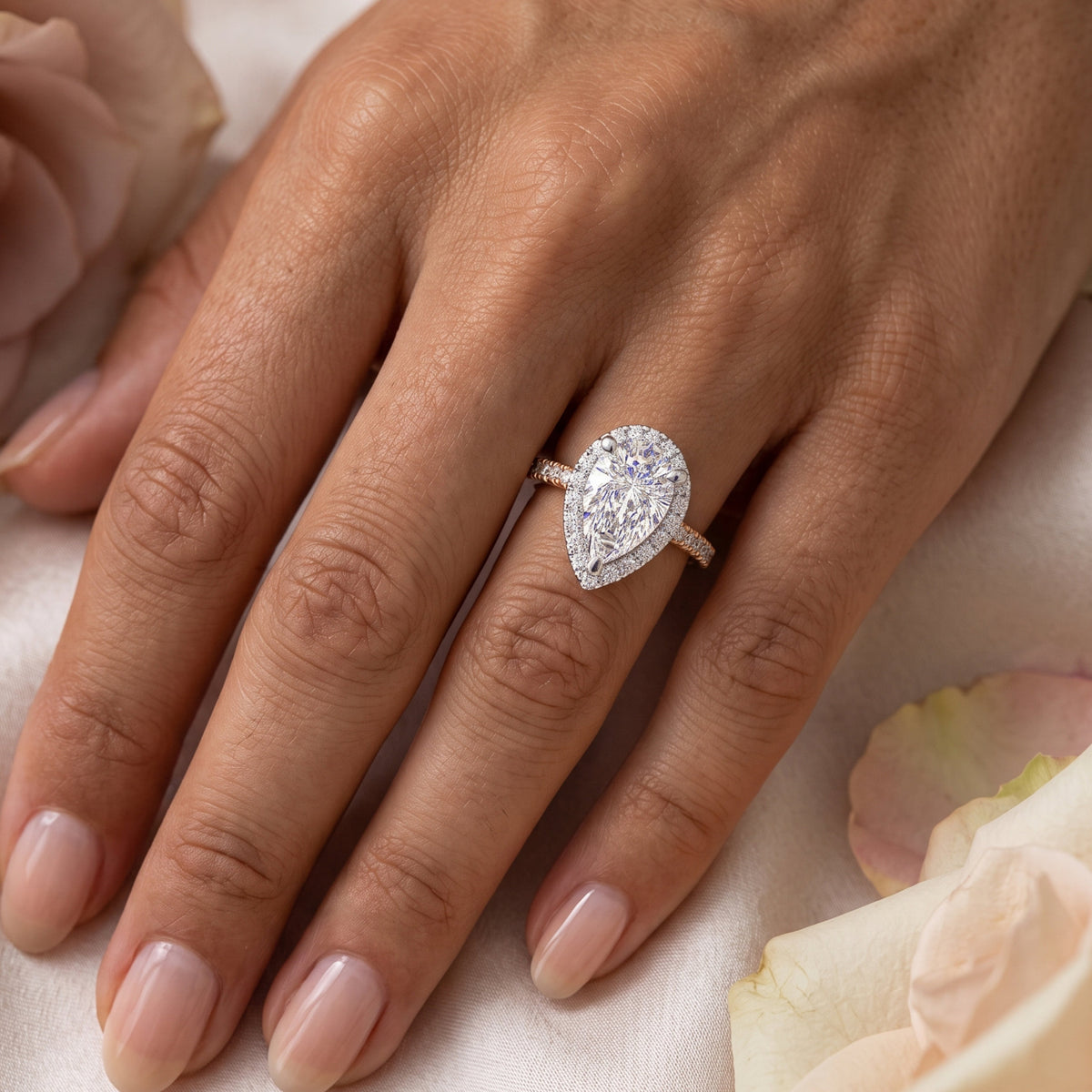 Dune - Pear Cut Diamond Halo Engagement Ring