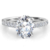 Elodie — Oval Lab Grown Diamond Engagement Ring with Diamond-Accent Band thumbnail 3