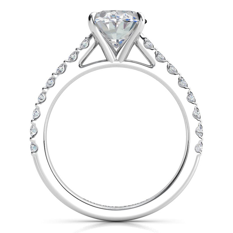 Elodie — Oval Lab Grown Diamond Engagement Ring with Diamond-Accent Band — hand-finished lab grown engagement ring by Monroe Yorke Diamonds — view 5