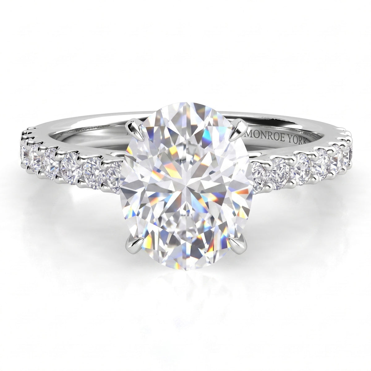 Elodie - oval diamond engagement ring in white gold or platinum