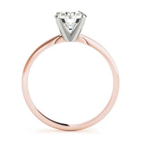 Promise rose gold solitaire ring, second side view showing the band profile