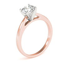 Elora rose gold solitaire ring, side profile showing the claw head and band junction