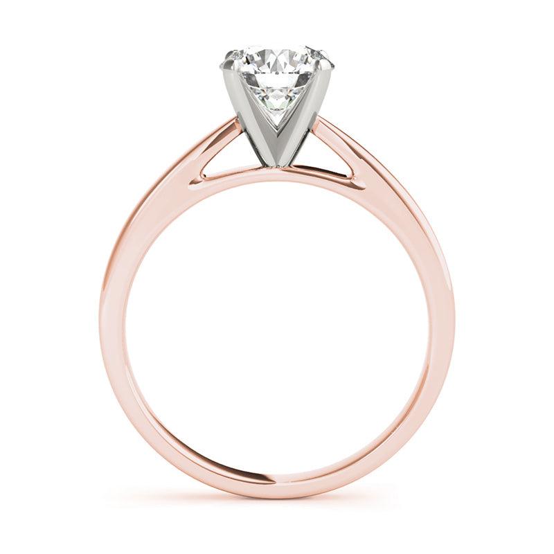 Elora rose gold solitaire ring, second side view showing the band profile