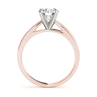 Elora rose gold solitaire ring, second side view showing the band profile