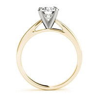 Elora yellow gold solitaire ring, second side view showing the band profile