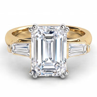 Envy - 2 Carat Emerald and Baguette Three Stone Lab Grown Diamond Ring thumbnail 6