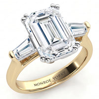 Envy - 2 Carat Emerald and Baguette Three Stone Lab Grown Diamond Ring thumbnail 7