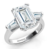 Envy - 2 Carat Emerald and Baguette Three Stone Lab Grown Diamond Ring