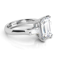 Envy - 2 Carat Emerald and Baguette Three Stone Lab Grown Diamond Ring thumbnail 4