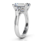 Envy - 2 Carat Emerald and Baguette Three Stone Lab Grown Diamond Ring