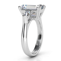 Envy - 2 Carat Emerald and Baguette Three Stone Lab Grown Diamond Ring thumbnail 5