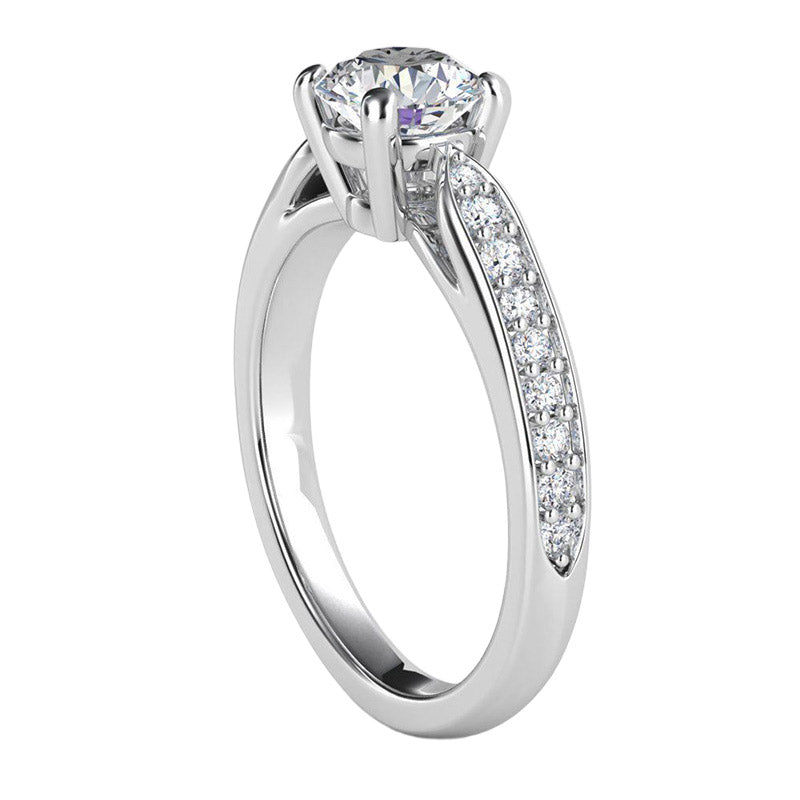 Felice - Round Diamond Ring with Side Diamonds — view 3