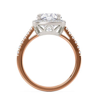 Frankie in 18ct rose gold, detail of the triangular cut-outs that let light into the centre diamond