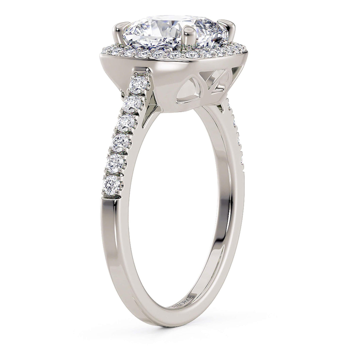 Frankie in 18ct white gold, profile view of the diamond-set band