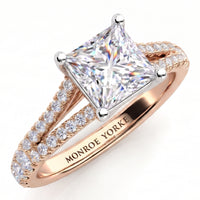 Gemma - Double Band Princess Cut Diamond Engagement Ring