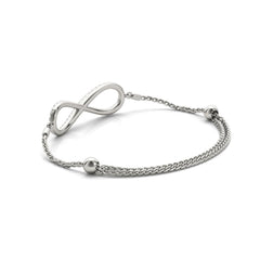 Infinity Sterling Silver & Diamond Tennis Bracelet with Adjustable Flexible Band - Monroe Yorke Diamonds