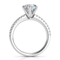 Diamond ring engagement ring with a round diamond in a six claw setting.  White gold or platinum