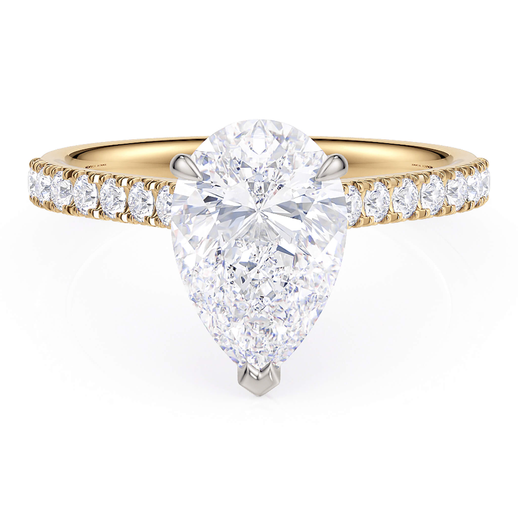 Karly pear cut diamond engagement ring in gold with diamonds on the band