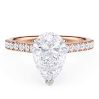 Karly pear cut diamond engagement ring in 18ct rose gold, top view