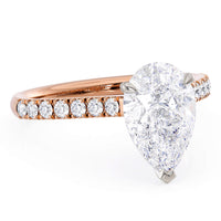 Karly in 18ct rose gold, angled view showing the pave set band