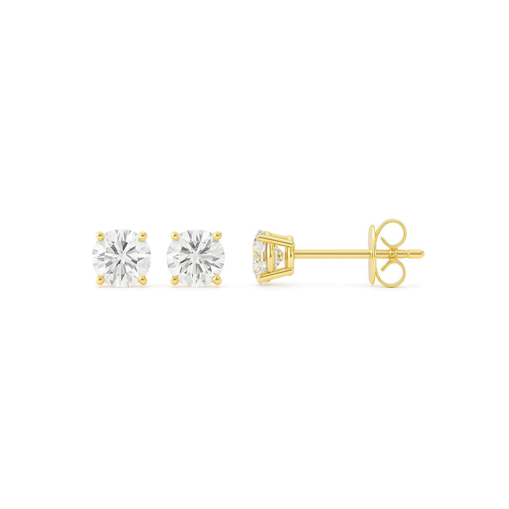 1/4 carat (0.25 carat) round diamond ear studs, 4 claw setting. in 14ct gold. A perfect gift !! — view 2