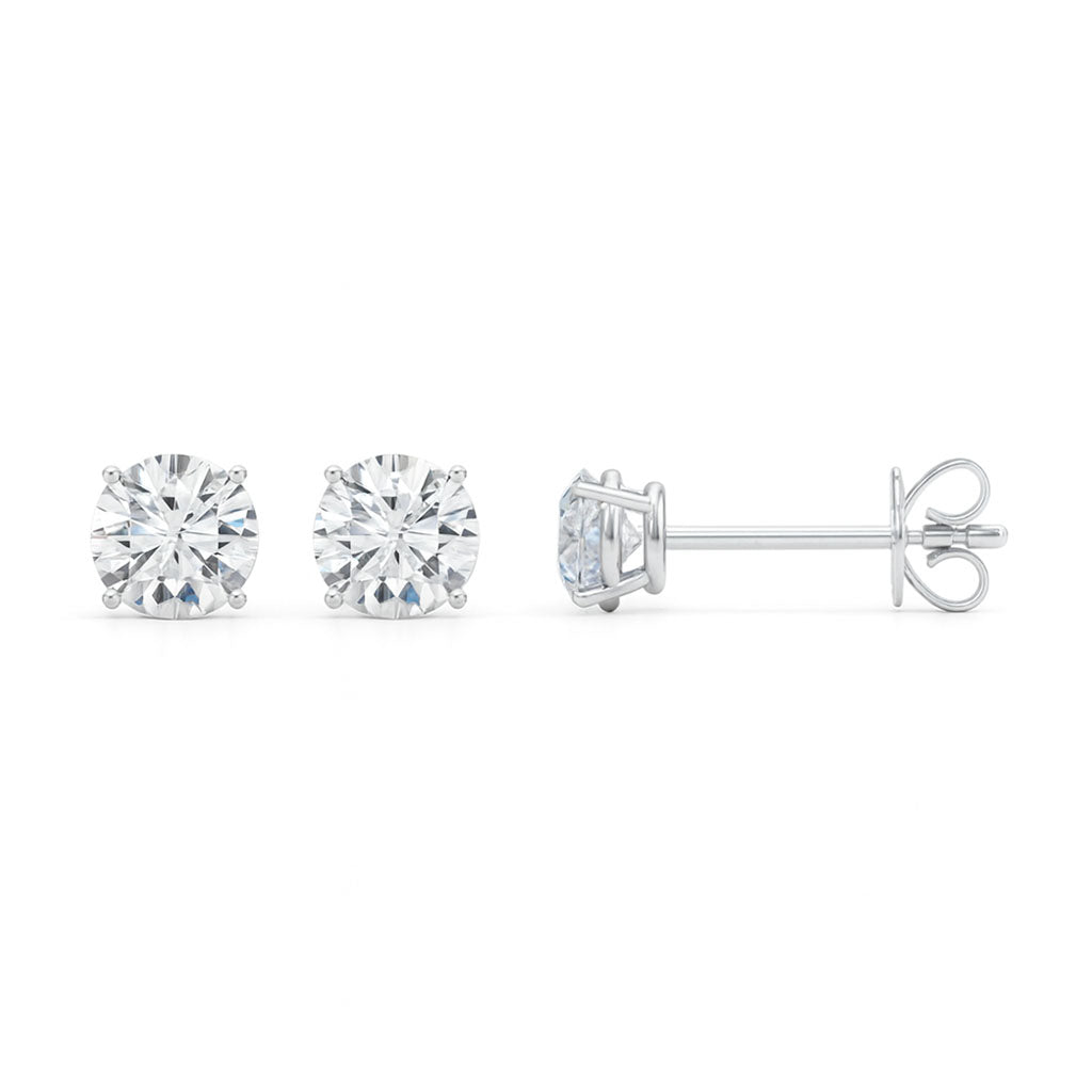Zoey Lab Grown Diamond Ear Studs / Earrings.  Total diamond weight 0.50 carats / half carat.  4 claw setting. 14ct white gold version. 