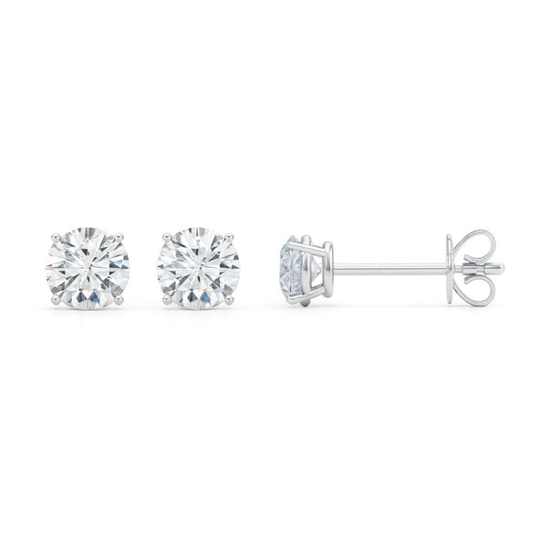 Zoey Lab Grown Diamond Ear Studs / Earrings.  Total diamond weight 0.50 carats / half carat.  4 claw setting. 14ct white gold version. 