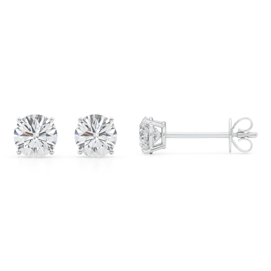 Zoey Lab Grown Diamond Ear Studs / Earrings.  Total diamond weight 0.75 carats / 3/4 carat.  4 claw setting. 14ct white gold version. 