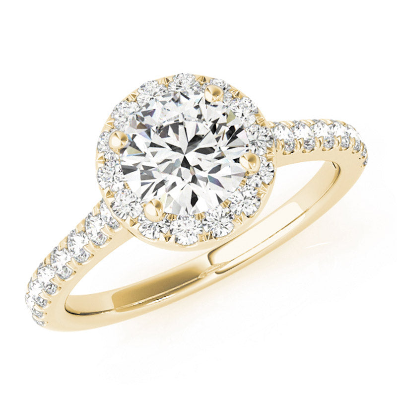 Lana halo diamond engagement ring in 18ct yellow gold, top view