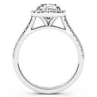 Laurel halo diamond engagement ring - side view. in white gold or platinum
