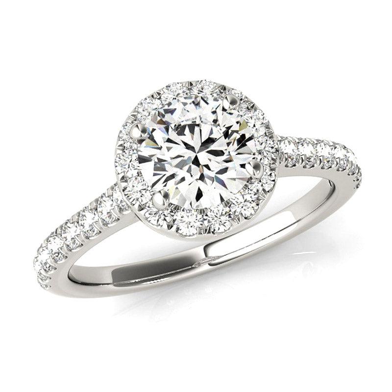 Lana halo diamond engagement ring in 18ct white gold, top view