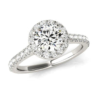Lana halo diamond engagement ring in 18ct white gold, top view