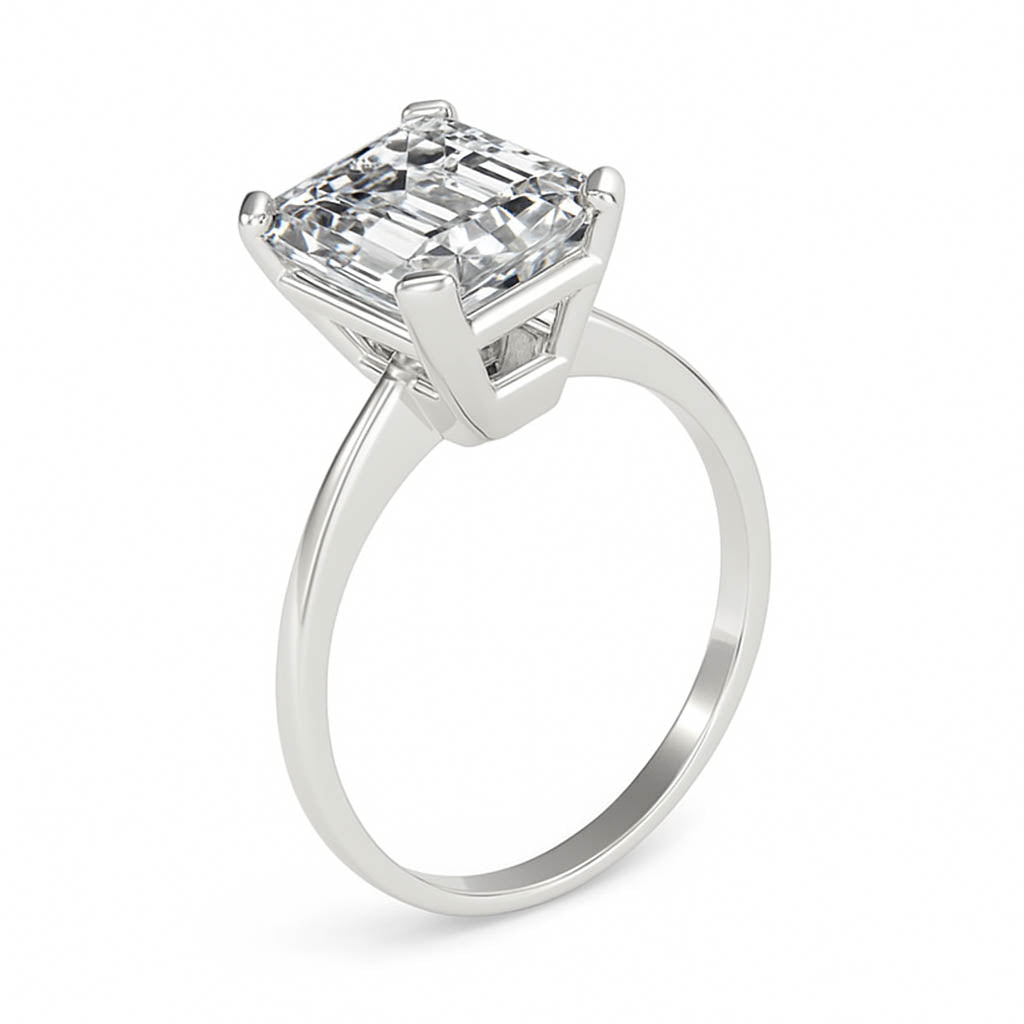 Lenore - side view of 4.0 Carat Emerald Cut Diamond Engagement Ring - Monroe Yorke Diamonds