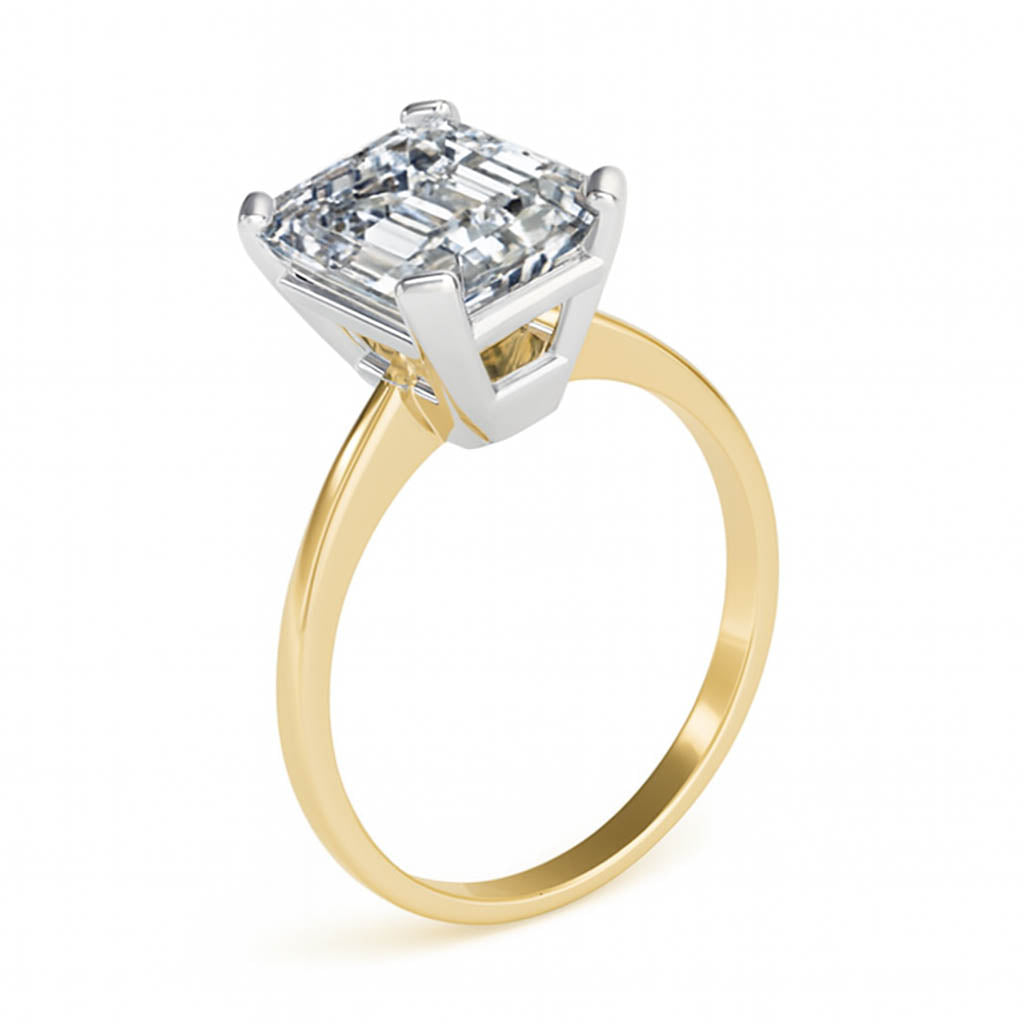 Lenore — Emerald Cut Lab Grown Diamond Solitaire Engagement Ring — hand-finished lab grown engagement ring by Monroe Yorke Diamonds — view 9