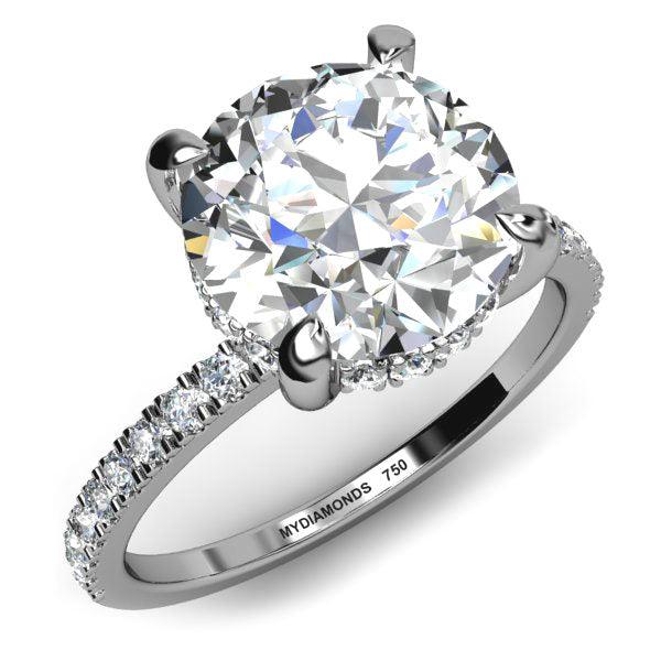 Liliana 3 Carat Lab Grown Diamond Engagement Ring. Unique Hidden Halo. Total 3.40 Carats - Monroe Yorke Diamonds