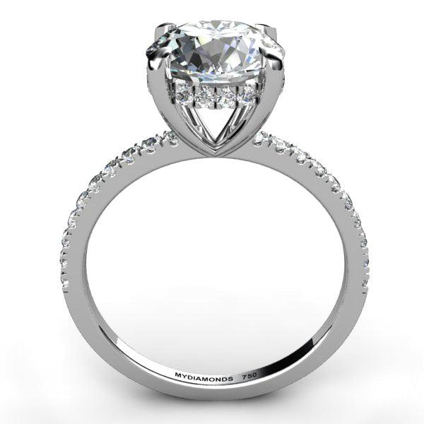 Liliana 3 Carat Lab Grown Diamond Engagement Ring. Unique Hidden Halo. Total 3.40 Carats — handcrafted lab grown engagement ring by Monroe Yorke Diamonds — view 2