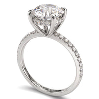 Liliana hidden halo diamond engagement ring in 18ct white gold, top view