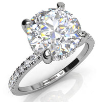 Liliana hidden halo diamond engagement ring in white gold or platinum, angled view