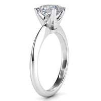 Louisa - White Gold or Platinum.  Princess Cut Solitaire Diamond Ring. Side view showing beautifully open centre setting and stunning band. 