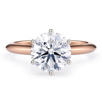 Love six claw solitaire engagement ring in 18ct rose gold, top view