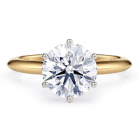 Love six claw solitaire engagement ring in 18ct yellow gold, top view
