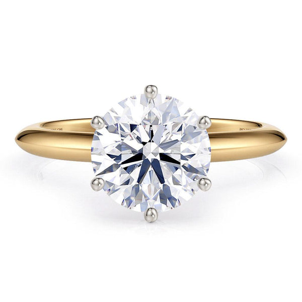 Love six claw solitaire engagement ring in 18ct yellow gold, top view
